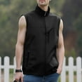 thumbnail image 3 of Men's Windproof Lightweight Golf Vest Softshell Sleeveless Jacket with Pockets for Running Hiking Sports Spring Fall,Black,3XL, 3 of 5
