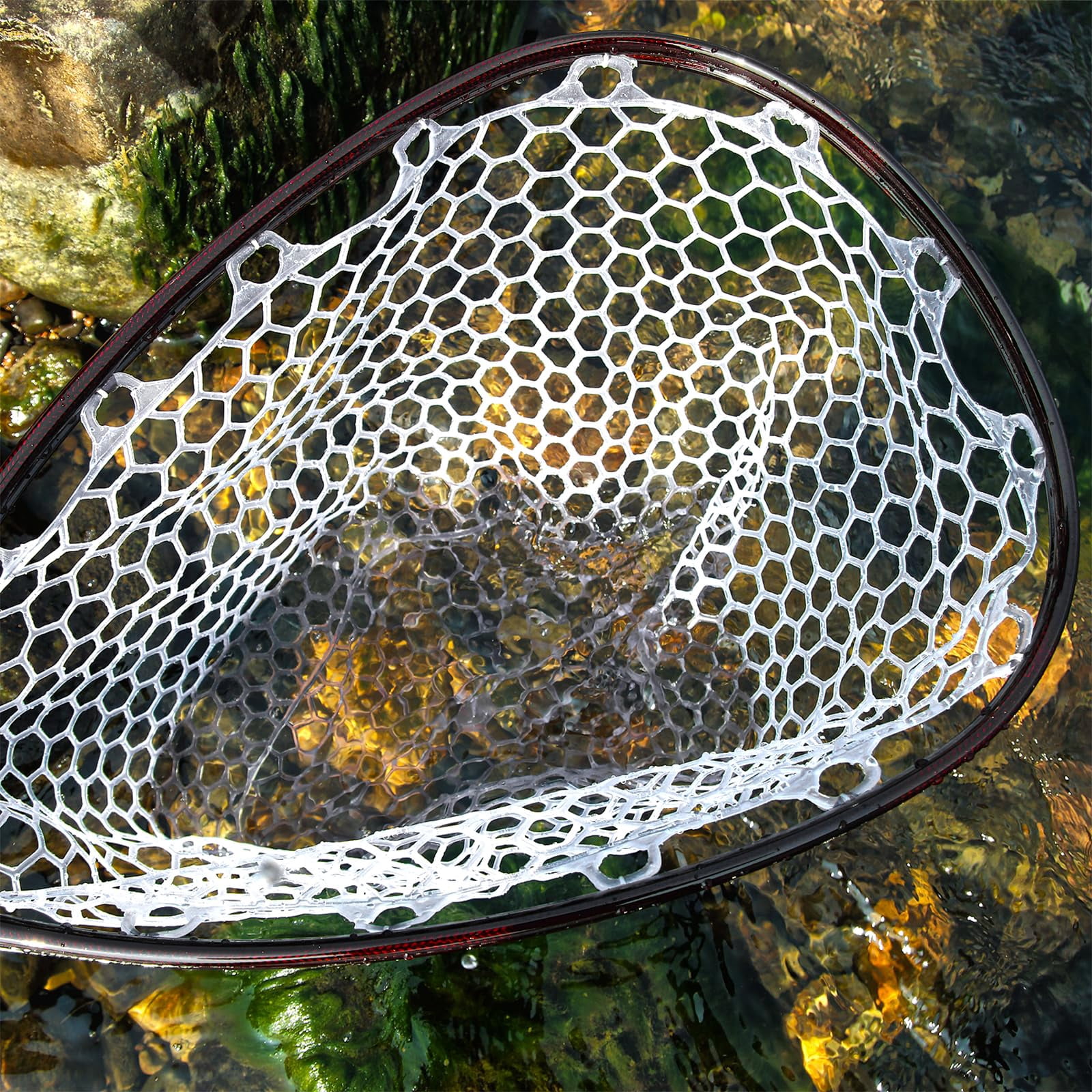 Fly Fishing Landing Net Soft Rubber Mesh Trout Catch And Release