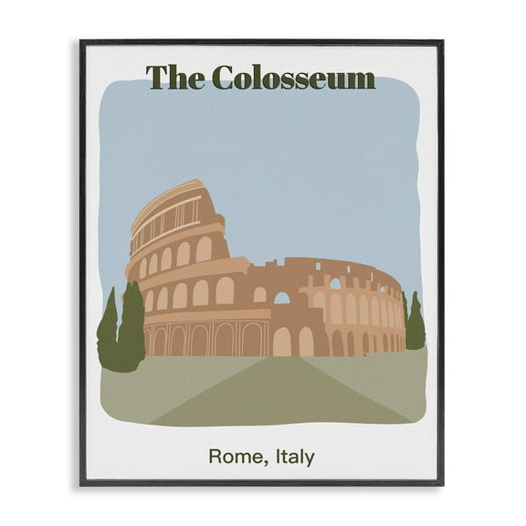 Stupell Industries The Colosseum Architecture Town & City Painting Black Framed Art Print Wall Art, 11 x 14