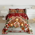 thumbnail image 2 of Manfei Kawaii Gingerbread House Queen Comforter Set,Christmas Candy Cane Bedding Sets,Red Brown Green Bedding Comforter Set For Girls Kids,Breathable Home Decor Reversible,3-Piece, 2 of 8