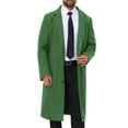 thumbnail image 1 of Abrigo de invierno Inspire Chic para hombres, abrigo de trench de solapa muesca de un solo botón, color verde-nuevo, 1 of 6