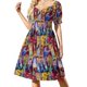 thumbnail image 2 of Vestido de manga corta con diseño de doodle de neurona simple, vestidos de moda para mujer, vestido morado, vestidos largos para mujer, vestido, 2 of 7