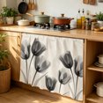 thumbnail image 6 of Vintage Tulip Cabinet Curtain 35"Wx35"L, Dustproof Under Sink Skirt with Self Adhesive Tape, Black Grey Beige Bloom Flower Floral Cabinet Curtain Cover for Kitchen Sink, Bathroom Vanity, Laundry Room, 6 of 9