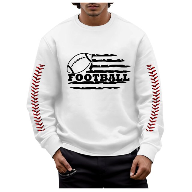 Chandail en Molleton à Col Rond Imprimé Rugby Automne Hiver pour Hommes, Chaud et Confortable, Mode Sans Capuche, Chandail Décontracté