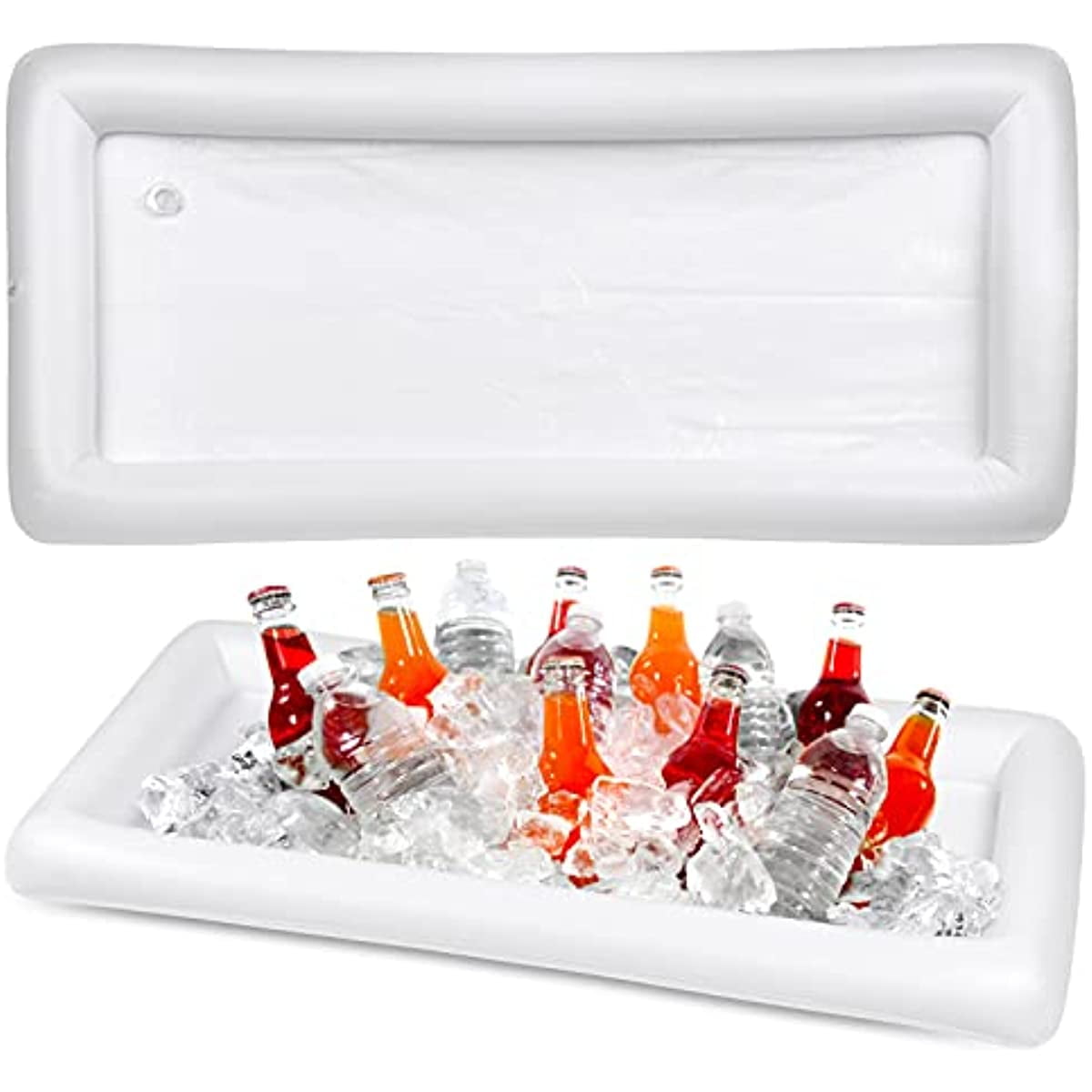 2 Inflatable Pool Floating Table Serving Beverage Tray Bar with Drain