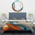 thumbnail image 3 of Designart "Fractal Curves in Motion Blue and Orange III" Abstract Fractal Bedding Covert Set - Abstract Blue Modern Bed Set With 2 Shams, 3 of 6