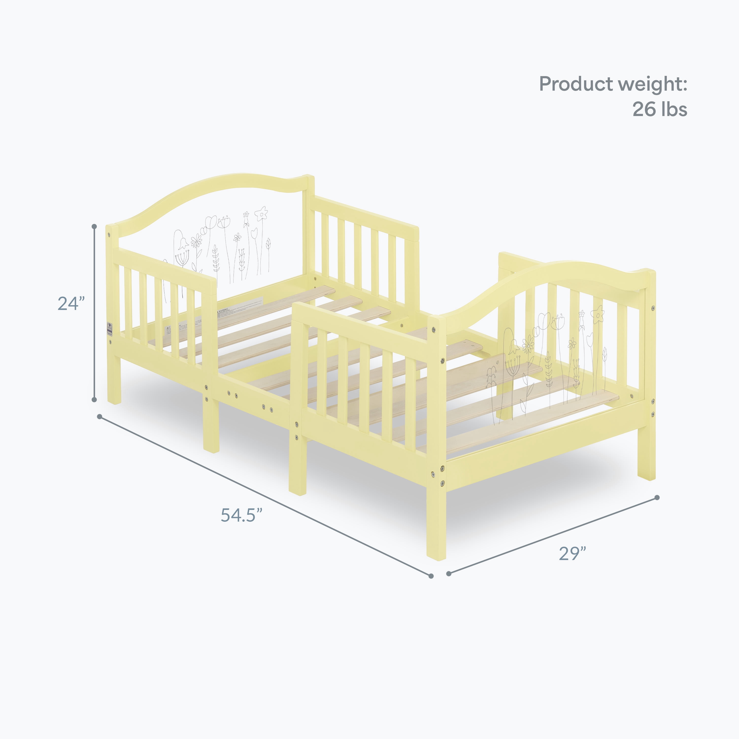 Dream On Me Rosie Toddler Bed in Yellow