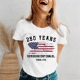 thumbnail image 3 of 250 Anniversary Usa Shirt Summer Tops for Women Graphic Tees Stylish Printed Short Sleeve Round Neck Comfortable Casual Daily Everyday Wear White, 3 of 5