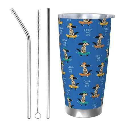 

Goofa Skater Dog for 20 oz Skinny Tumbler Stainless Steel Coffee Mug Slim Vacuum Insulated Travel Cup Car Cup-Straw Three-piece Set