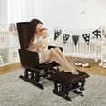 thumbnail image 3 of Costway Baby Nursery Relax Rocker Rocking Chair Glider & Ottoman Set w/Cushion Brown, 3 of 10