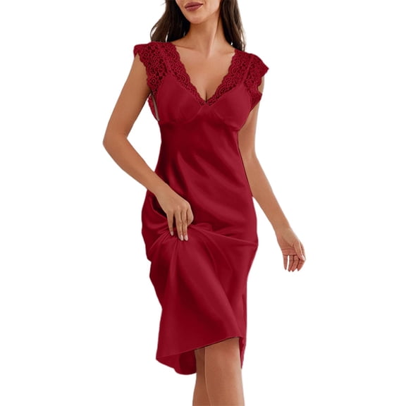 XINXIAOO Elegant Women's French Lace Sleeveless Long Nightgown | Minimalist Homewear Dress | Comfortable Sleepwear For Women Dress Sleep for Women Women Night Gowns Sleeves plus Size Sleepwear Women