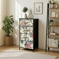 thumbnail image 7 of Dresser for Bedroom with 4 Storage Drawers Floral Peony Soft Pink Blue Tones Cream Dressers Chest of Drawers Steel Framed Fabric Closet Organizers for Entryway, 7 of 7