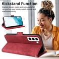 thumbnail image 3 of Allytech for Samsung Galaxy S22 5G Phone Case, Premium PU Leather Card Holder RFID Blocking Shockproof Kickstand Flip Magnetic Closure Slim Wallet Protective Case Cover for Samsung S22 Phone, Red, 3 of 10