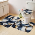 thumbnail image 2 of Navy Blue Marble Bath Mat 3 Piece Bathroom Rug Set, Gold Modern Art Non Slip Bath Rug Contour Mat and Toilet Lid Cover, Absorbent Shower Mats Soft Bath Rugs and Mats Sets, 2 of 8