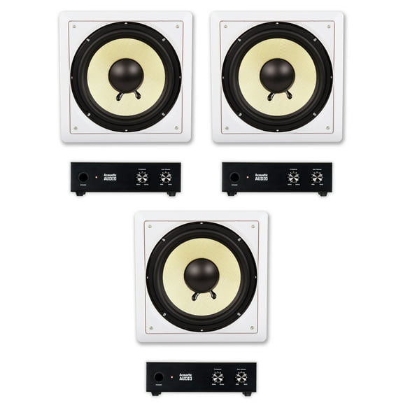 Acoustic Audio HD-S10 Flush Mount Subwoofers with 10" Speaker and Amps 3 Pack