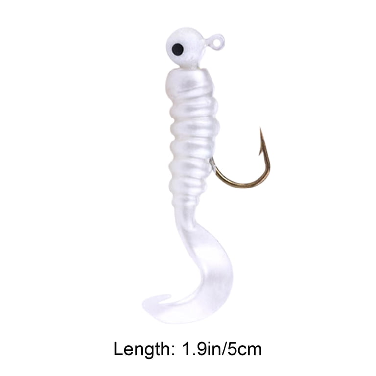 clear plastic fishing hooks Lures Fishing Jigs Head Hooks Kit- Soft Plastic Grub Tail Worm Lure Bait Crappie Jigs Buster Tubes Baits for Bass Trout Saltwater Freshwater Fishing