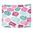 thumbnail image 1 of ZEALGNED Varicolored Speech Bubbles Short Phrases Yes Thank You Bye Ok Hooray OMG Wow Oh Boy XOXO What Up Ouch Yeah Wall Art Hanging Tapestry Home Decor for Living Room Bedroom Dorm 60x80 inch, 1 of 1