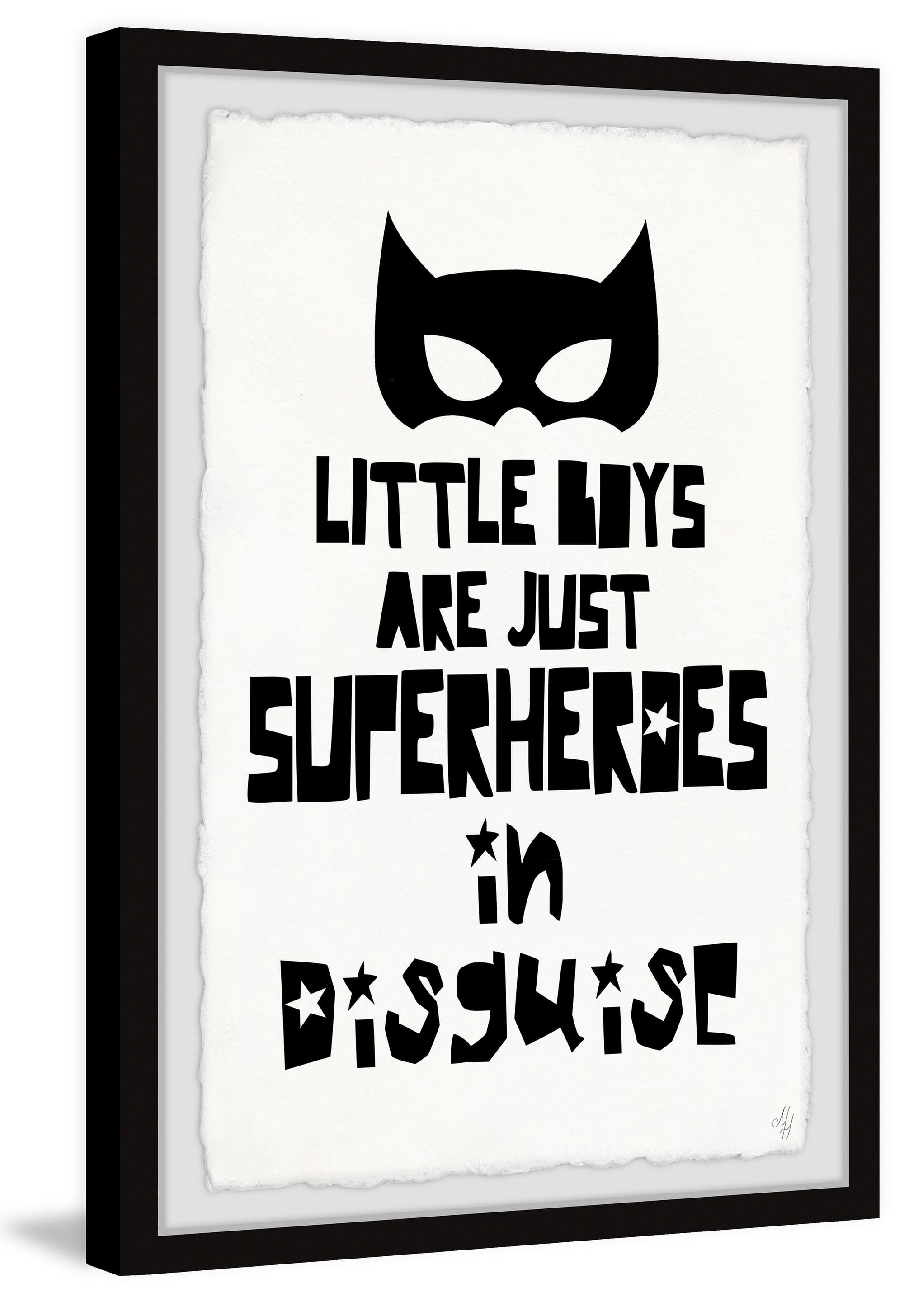 Marmont Hill Little Boys Are Just Superheroes In Disguise Framed Wall Art, 16.00" x 1.50"