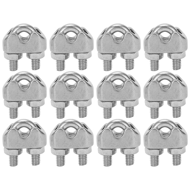 12 piezas de abrazaderas para cables de acero inoxidable M3 de 1/8 de pulgada con perno en U