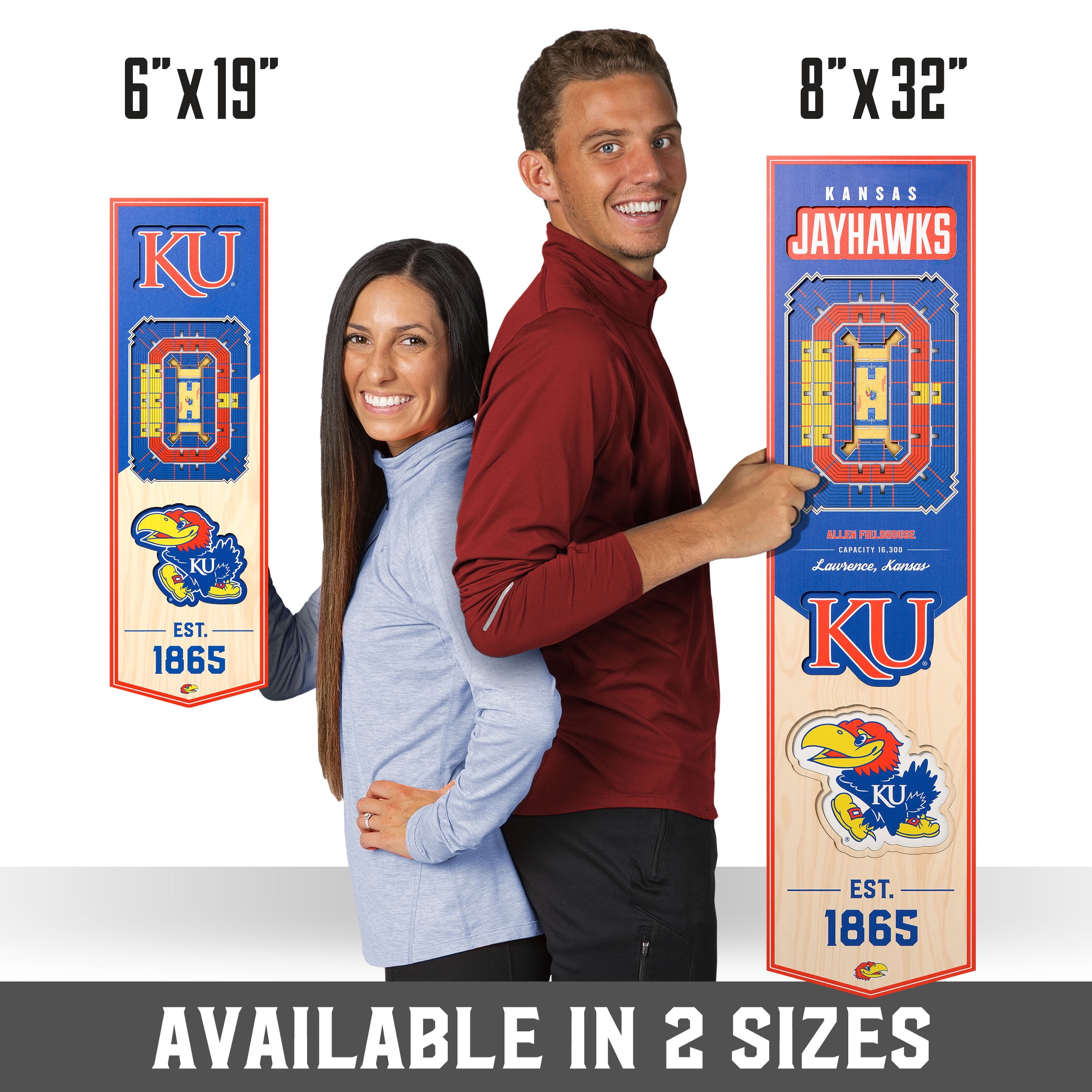 Kansas Jayhawks 6'' x 19'' 3D StadiumView Banner
