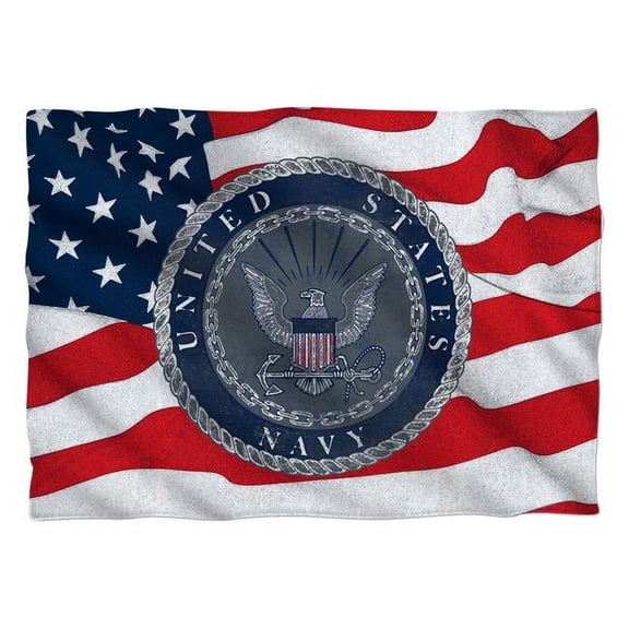 Trevco NA120-PLO1-20x28 20 x 28 in. Navy & Flag Seal 100 Percent Pillow Case, White