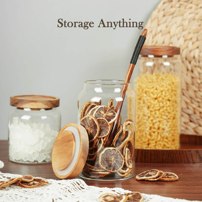 41 Oz Labina Glass Storage Container Airtight Food Jars Kitchen Canister  with Wood Lids,Pantry Organization Glass Jar for Nuts, Flour, Sugar, Cookie,  Spagetti,and Candy 
