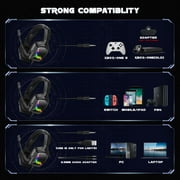 ONIKUMA Gaming Headset with Mic for Xbox One, PS4, Switch and PC, Surround Sound Over-Ear Gaming Headphones with Noise Cancelling Mic, RGB Lights, Volume Control for Smart Phone
