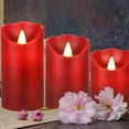thumbnail image 4 of Flameless Battery Operated LED Candles with10key Button Remote Control 24-Hour Timer Set of 3 Electric Flickering Pillar Real Wax，Wedding, Party, Home Decoration (Red), 4 of 6