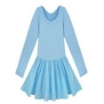 thumbnail image 6 of renvena Kids Girls Long Sleeves Splice Mesh Ballet Dance Gymnastic Leotard Dress, 6 of 7