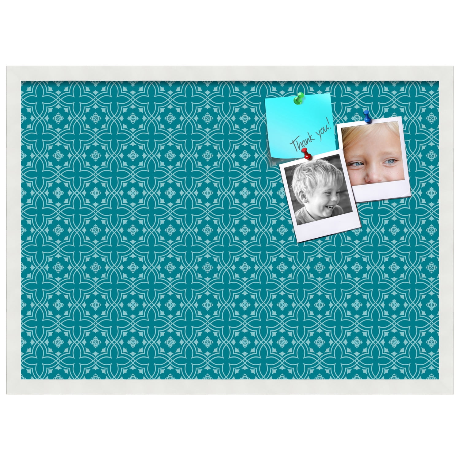 PinPix ArtToFrames 26x18 Custom Cork Bulletin Board    Poster Board Has a Fabric Style Canvas Finish, Framed in Satin White Frame (PinPix-596)