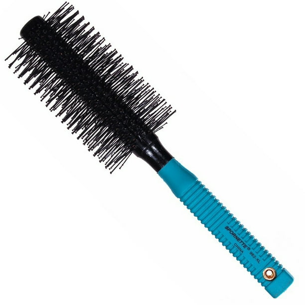 2" Double Stranded Nylon Tipped Rounder Hair Brush, BLACK