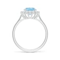 thumbnail image 2 of ANGARA Natural Oval 1.5 ct Aquamarine Ring with Floral Diamond Halo in 14K White Gold for Women (Size-9x7mm) | March Birthstone, Anniversary, Jewelry Gift for Women | Natural Aquamarine Ring, 2 of 9