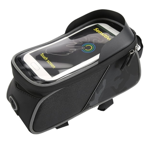 Bolsa para cuadro delantero de bicicleta, impermeable, de TPU, sensible al tacto, para montar en el tubo superior del teléfono