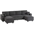 thumbnail image 1 of HOMCOM Sofa with Double Chaises, Modular U Shaped Couch, Dark Grey, 1 of 10