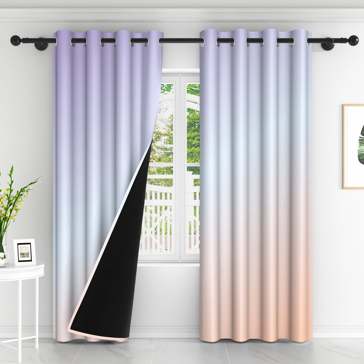 Lfeey Bedroom Living Room Purple Gradient Blackout Curtains, 2 Piece Set 42x84 Inches