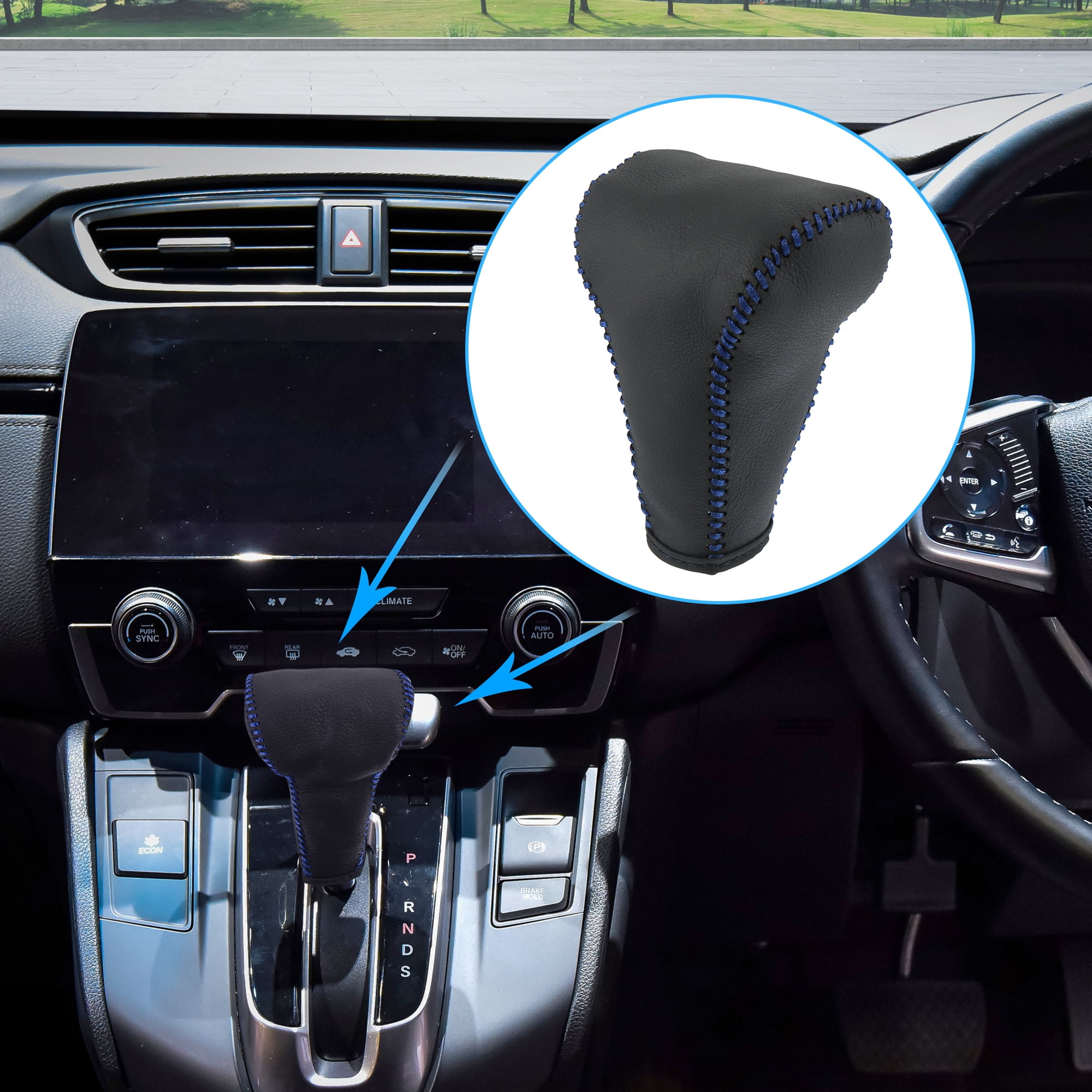 Unique Bargains Car Faux Leather Gear Shift Knob Covers for Honda CR-V 2017-2021 Black