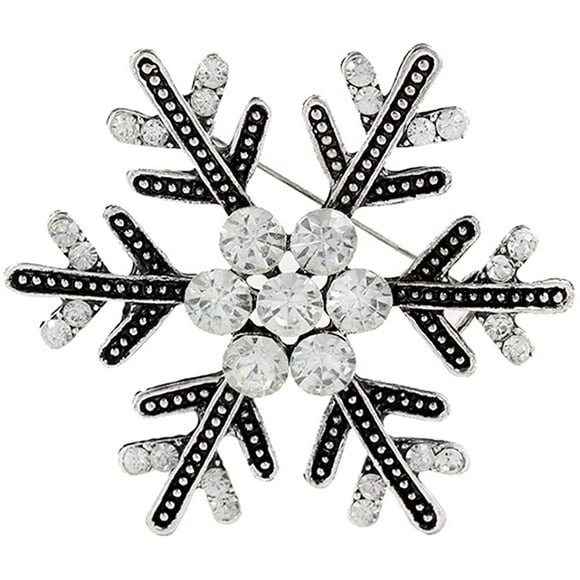 Broche de Strass de Mode Vintage de Noël pour les Femmes Cadeaux Bijoux de Fête (Style C-Argent)