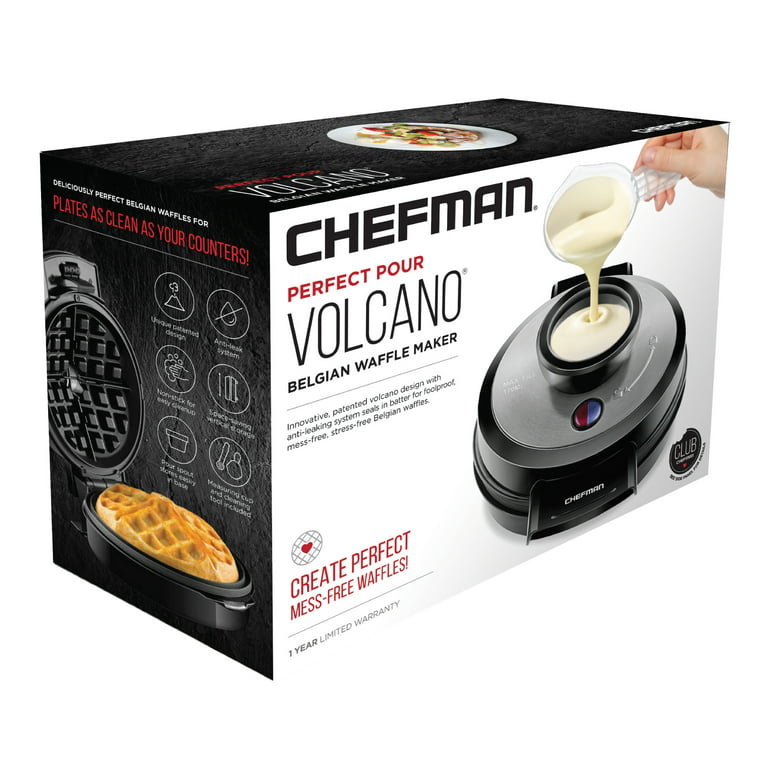  Chefman RJ04–4RV máquina para hacer waffles belgas, sistema  anti desbordamiento patentado, perfecta para waffles sin líos y estrés,  premio a la innovación por mejor electrodoméstico pequeño, con taza  medidora y vertidora