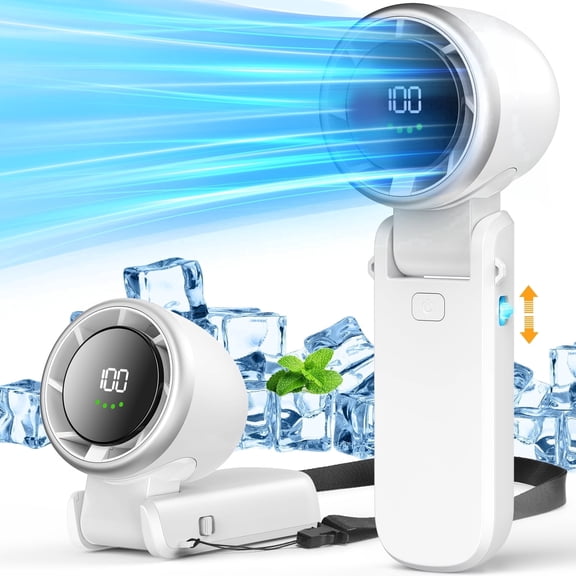 Portable Handheld Turbo Fan, Stepless Switch, Battery Operated 3 IN 1 Foldable Hand Fans, Up to 20 Working Hours, Cooling Fan for Outdoor, Camping, Travel, Beach