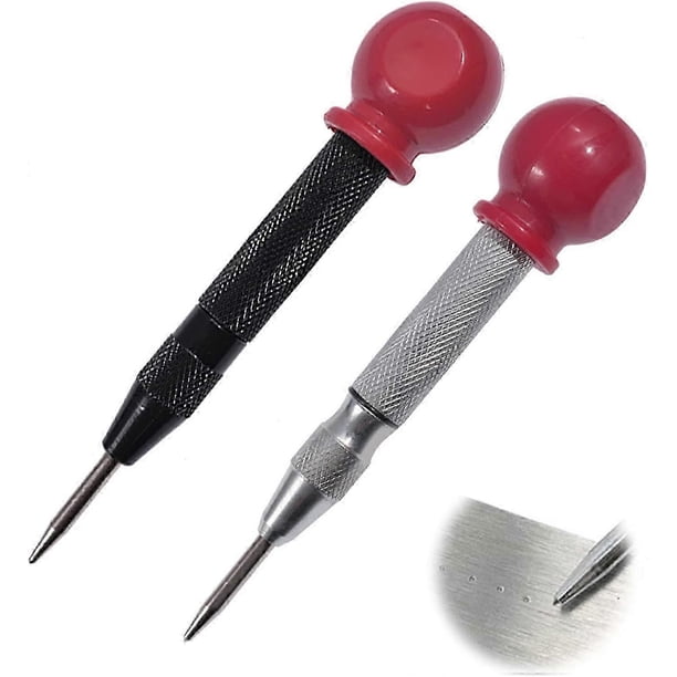 Punzón de resorte, 2 piezas, punzón de centrado automático, taladro de centrado automático con tapa acolchada para acero inoxidable, metal, madera o plástico de 130 mm.
