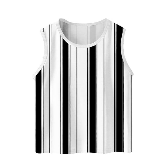 ShiShine Toddler Boys Girls Sleeveless Tank Tops Soft Crewneck Undershirts Summer Striped Print Sleeveless Vests Size 3-15T