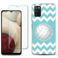 thumbnail image 1 of Slim-Fit TPU Phone Case Compatible with Samsung Galaxy A02s, with Tempered Glass Screen Protector, by OneToughShield ® - Chevron/Teal/Volleyball, 1 of 3