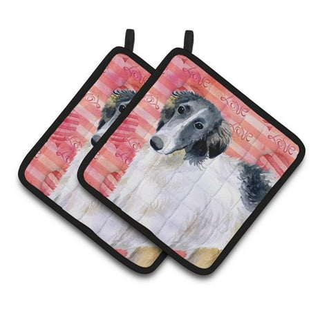 

Borzoi Love Pair of Pot Holders