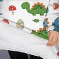 thumbnail image 3 of Oversized Wearable Blanket Hoodie,Colorful Dinosaurs Mushrooms Pattern Sherpa Blanket Hoodie with Super Pockets,Super Warm Fuzzy Pullover for Women & Men, 3 of 6