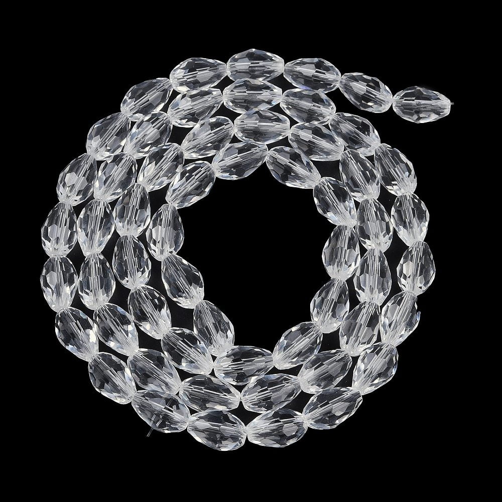 Transparent Glass Beads Strands Faceted Teardrop Clear 8x6mm Hole: 1.2mm about 65~67pcs/strand 20.08 inch(51cm)