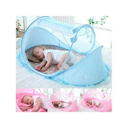Crib Safety Net Tent On Clearance Baby Infant Portable Folding Travel Bed, Crib Canopy Mosquito Net Tent, Portable Baby Cots Crib Sleeper Bed with One Pillow ()
