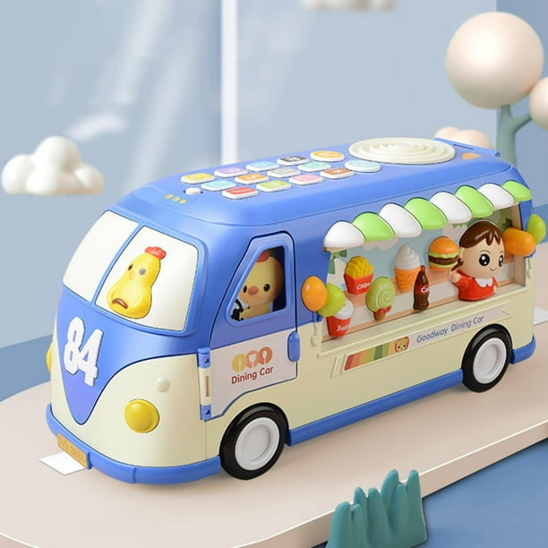 Runquan Baby Musical Bus Toys Interactive Bus School Bus Learning Toys for Gift Kids Blue Walmart