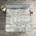 thumbnail image 2 of Ambesonne Cityscape Quilted Coverlet 3 Pcs, Paris Aerial Scenery, King Size, Pale Grey Orange White, 2 of 2