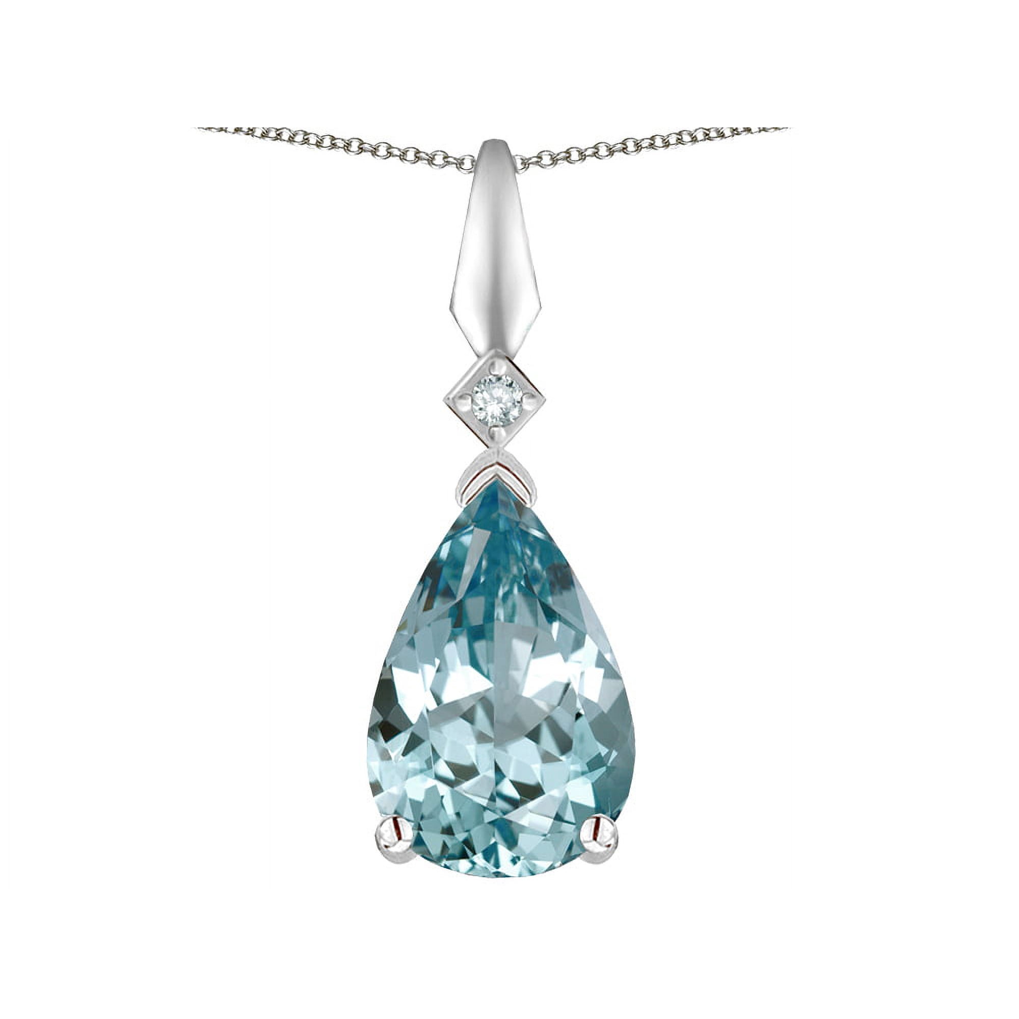 Star K� Genuine Sky Blue Topaz Drop Pear Shaped Pendant Necklace
