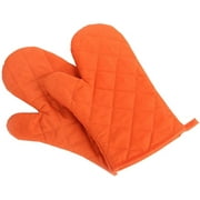 TOOAD Lot de 2 mitaines de four, gants de cuisine de qualité supérieure résistants à la chaleur, mitaines surdimensionnées matelassées en coton et polyester, orange, 27,9 x 17,8 cm.